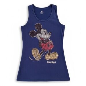 Disney Parks Mickey Mouse Sequin Ribbed Tank Top Navy Blue Disneyland Resort M